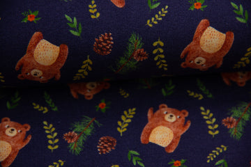 French Terry mit Bären, dunkelblau, 0,5 m